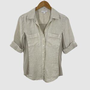 Standard James Perse Rolled Short Sleeve Jersey Linen Shirt